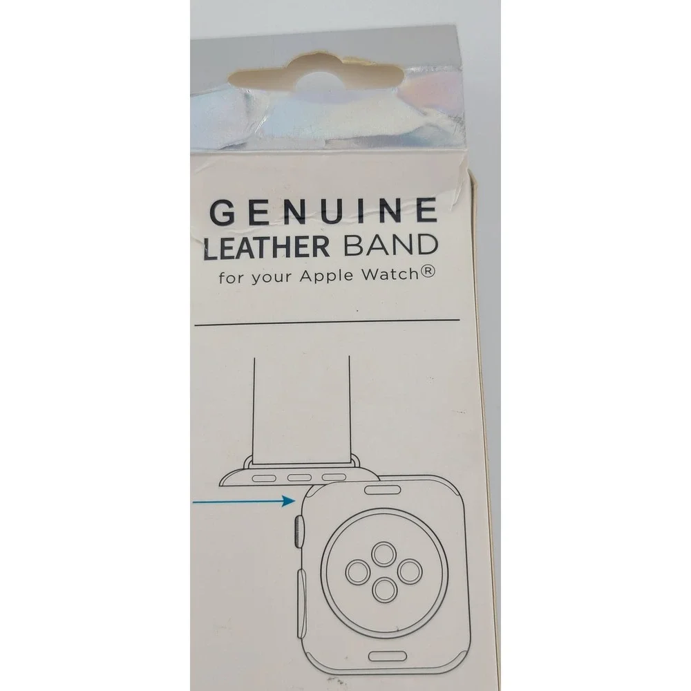 Posh Tech Black Leather Studded Apple Watch Band 38/40mm Gold Pyramid Studs NEW